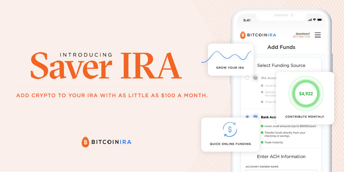 A promo for saver ira sits beside a smart phone with the app open