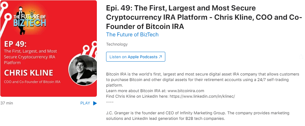 Bitcoin IRA | The Future of BizTech Podcast