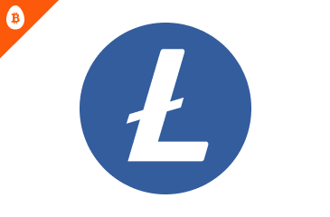 Litecoin logo sits on a field of white with the bitcoin ira logo in the upper left corner