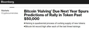 Bitcoin Halving predictions by Bloomberg